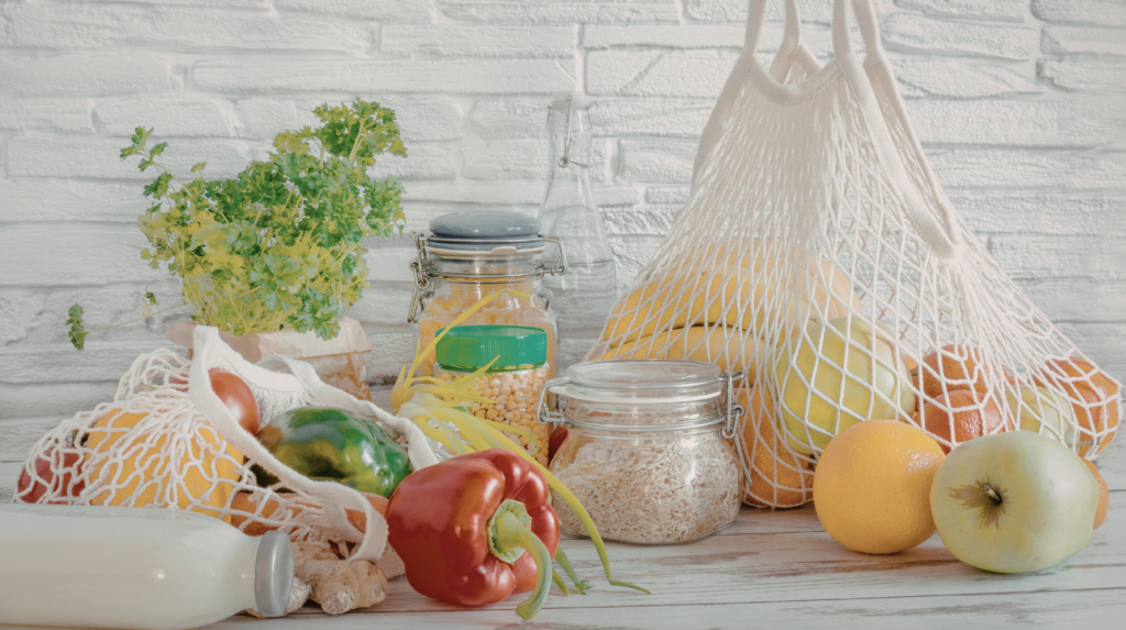 groceries on kitchen counter
